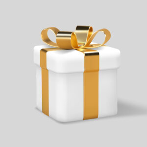 3d gift box wrapped golden ribbon